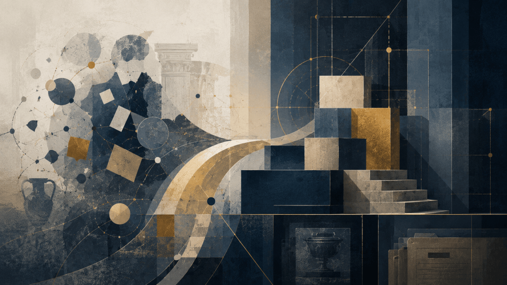 Abstract pathway and structural forms representing institutional readiness
